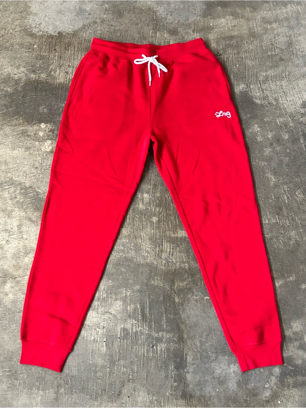 Lrg Red Jogger Sweatpants with White Drawstring